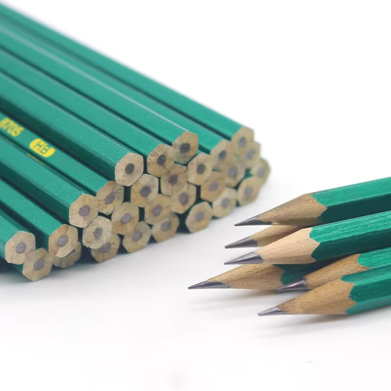 学生文具六角绿杆铅笔写字笔绘图笔考试涂卡笔hb铅笔 铅笔2只 HB