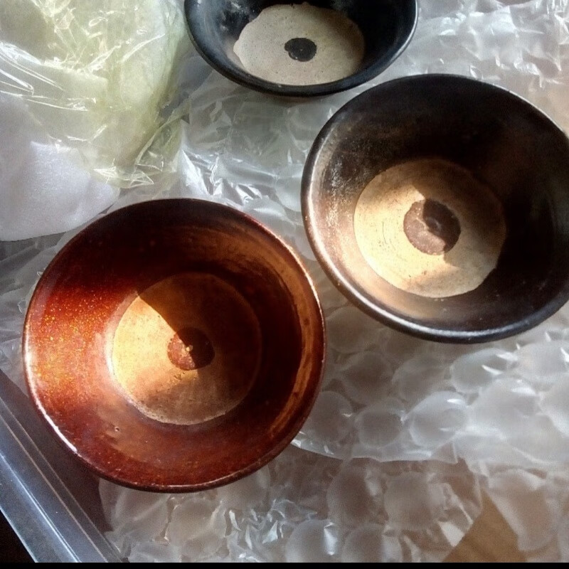 烧制清代陶瓷海碗精致精美亮丽黑釉五只套 一套五只黑秞碗清代民国
