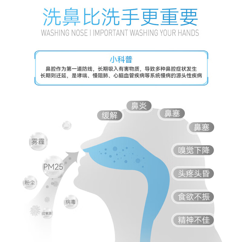 鼻精灵鼻腔清洗电动专用手动洗鼻器海盐水喷鼻生理盐水成人儿童鼻炎洗鼻盐 【械字号】海盐水护鼻喷雾60ml*2