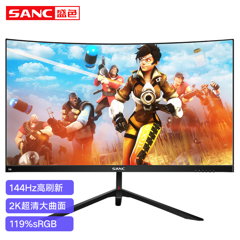 SANC 27英寸2K+144Hz 创新曲率1500R 广色域 游戏电竞 RGB灯 曲面显示器G6 电竞屏