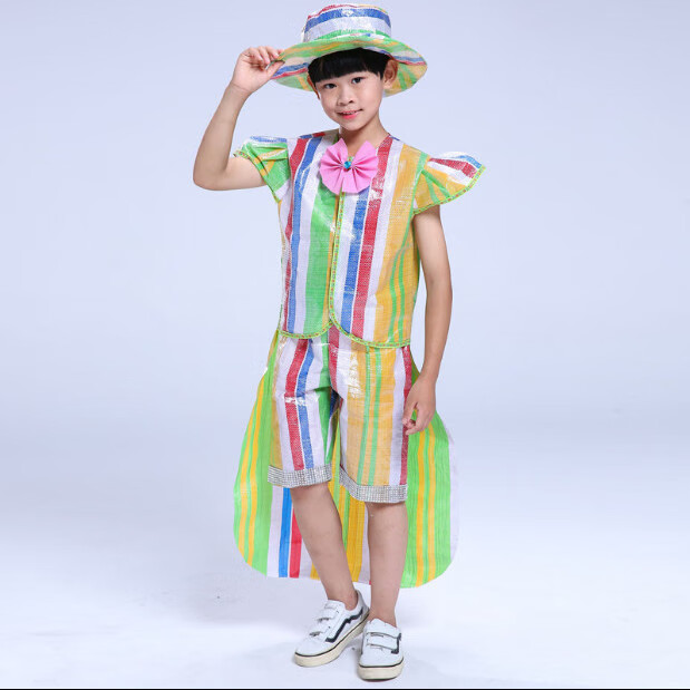 儿童环保创意服装环保时装秀环保服男童环保时装秀服装儿童幼儿园亲子