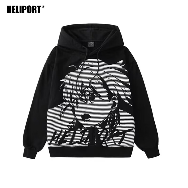HELIPORT停机坪超电磁炮连帽卫衣情侣宽松男女潮流休闲上衣服外套 黑色-加绒款 XL （140-160斤）高性价比高么？