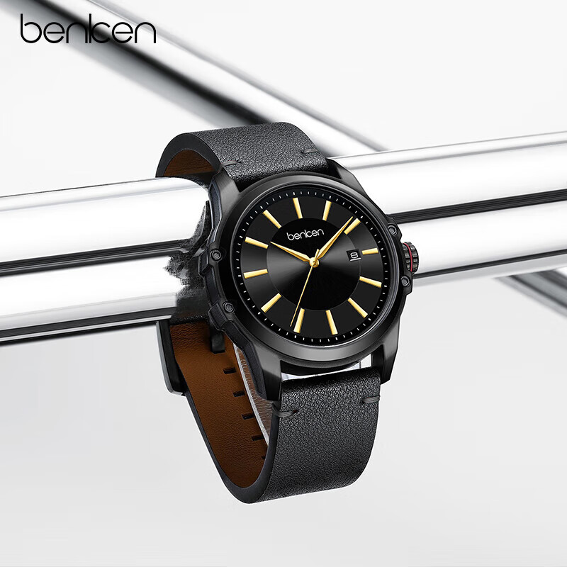 本肯手表男学生高中生青少年防水带日历石英表男表 生日礼物 2009