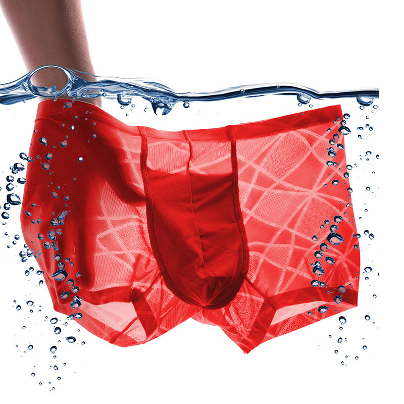 cailunkule本命年红色男士冰丝平角裤结婚喜庆红裤衩中腰透气速干无痕