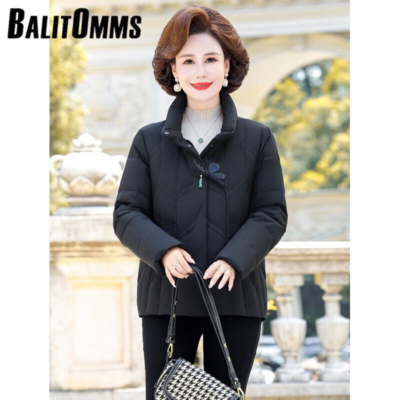 百丽驼美士冬装妈妈装个性蝴蝶刺绣立领服妇女婆婆洋气百搭中老年人