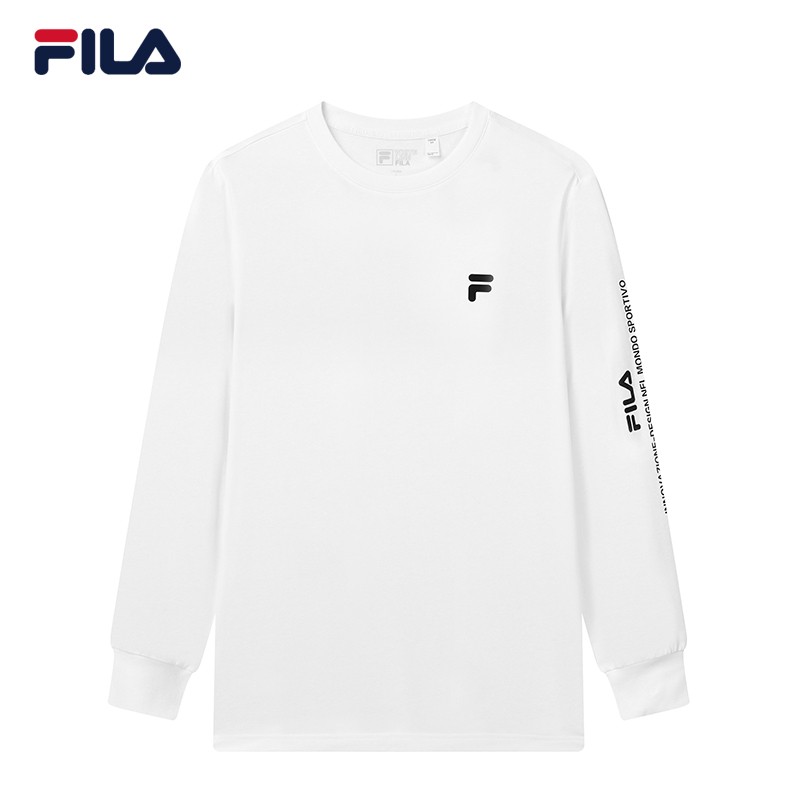 fila斐乐男装官方男士长袖t恤2021秋季新款简约休闲圆领卫衣纯棉上衣