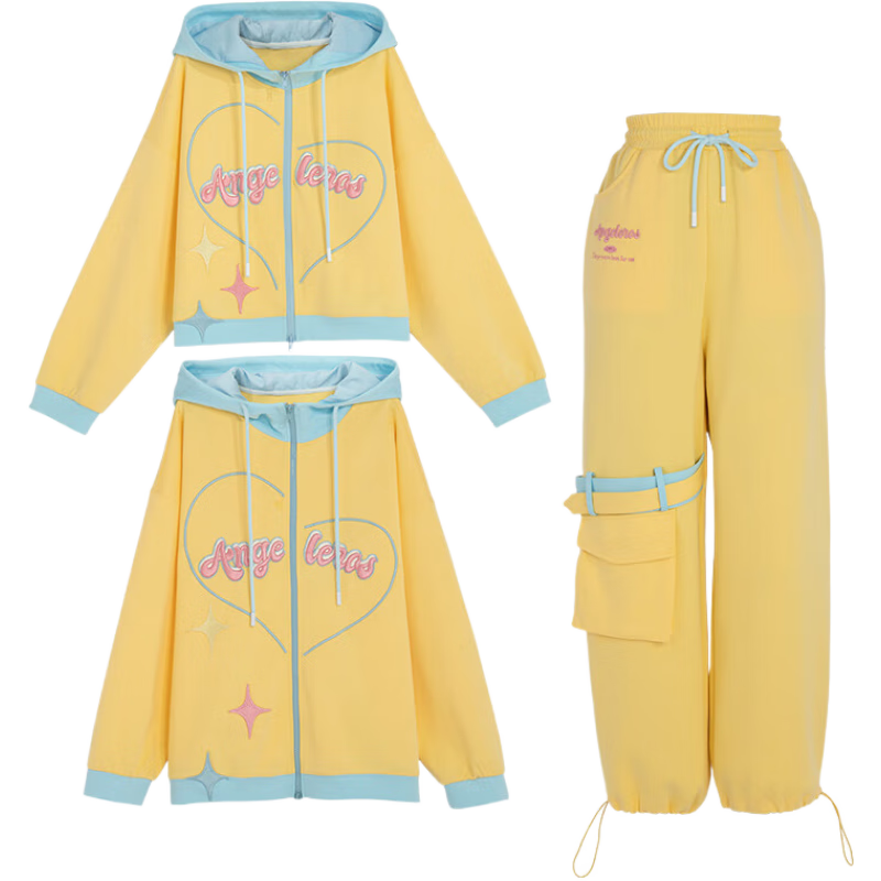 森女部落原創(chuàng)多巴胺元氣活力黃休閑連帽衛(wèi)衣閨蜜裝甜美外套帽衫潮 黃色衛(wèi)衣短款（單件） L