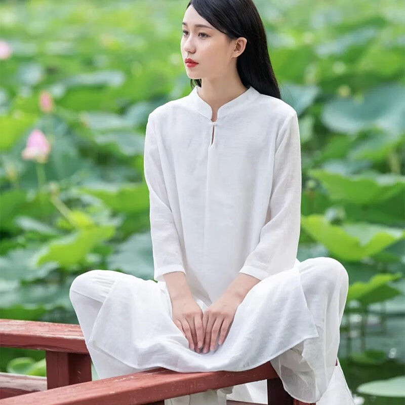 迪央佛系禅服女夏天茶人服茶艺师禅意修行居士复古优雅国风中式禅