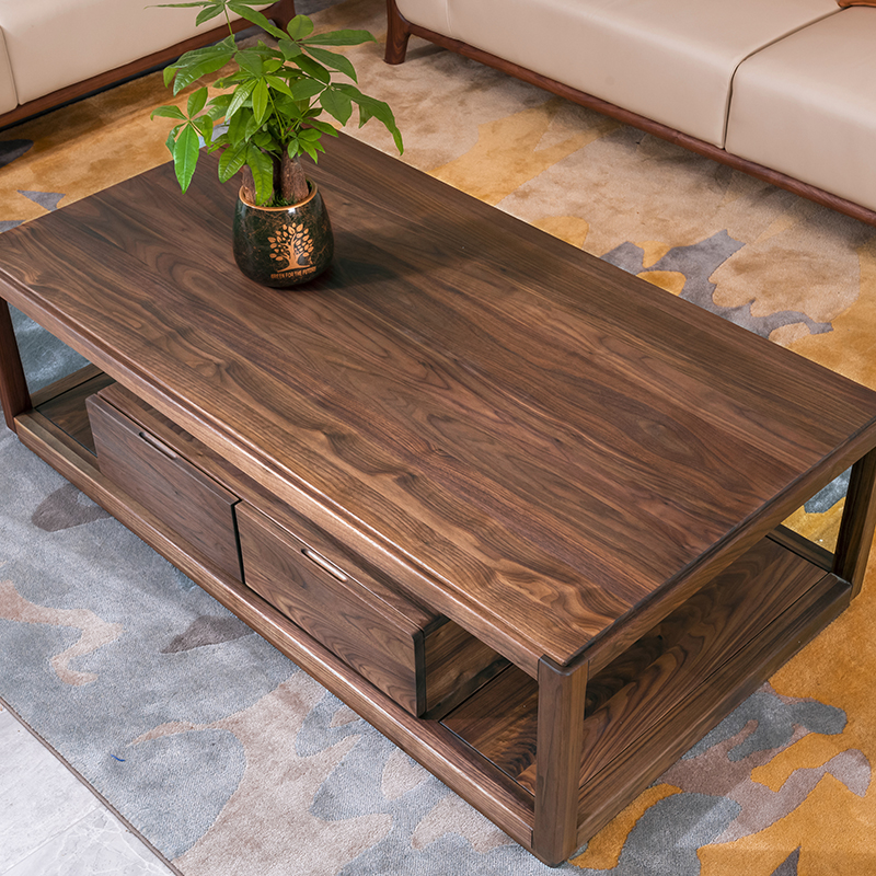 ailvju 黑胡桃木茶几 现代简约北欧实木客厅家用小户型客厅茶几