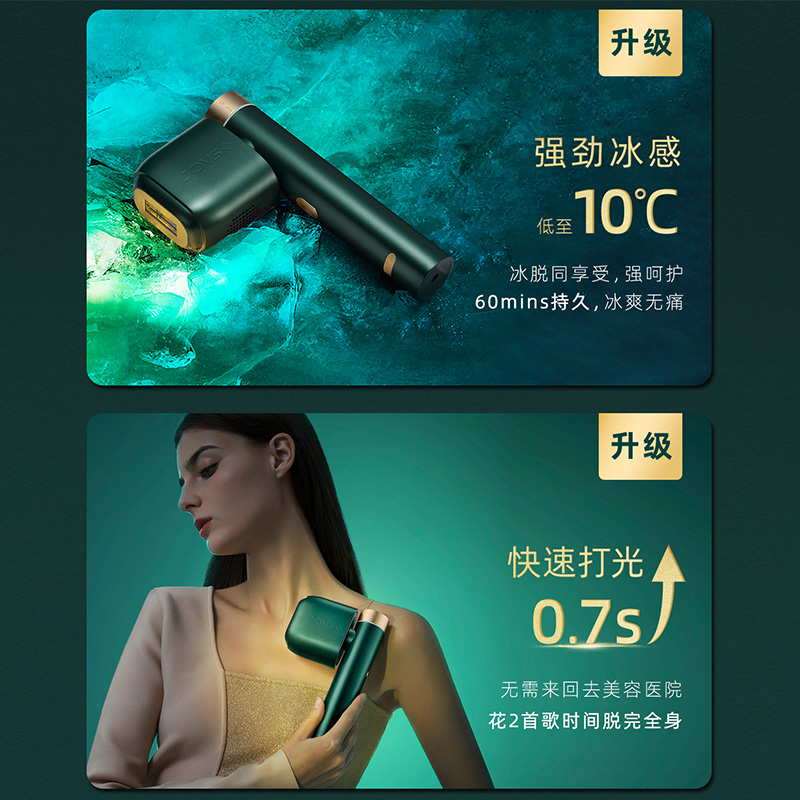 【双旦礼物】JOVS脱毛仪器冰点激光女士家用男士面部唇部唇毛胡子无痛去毛仪腋下脸部光子净毛器剃毛器 【兰博联名双旦礼盒版】祖母绿-二代旗舰版（配6头）