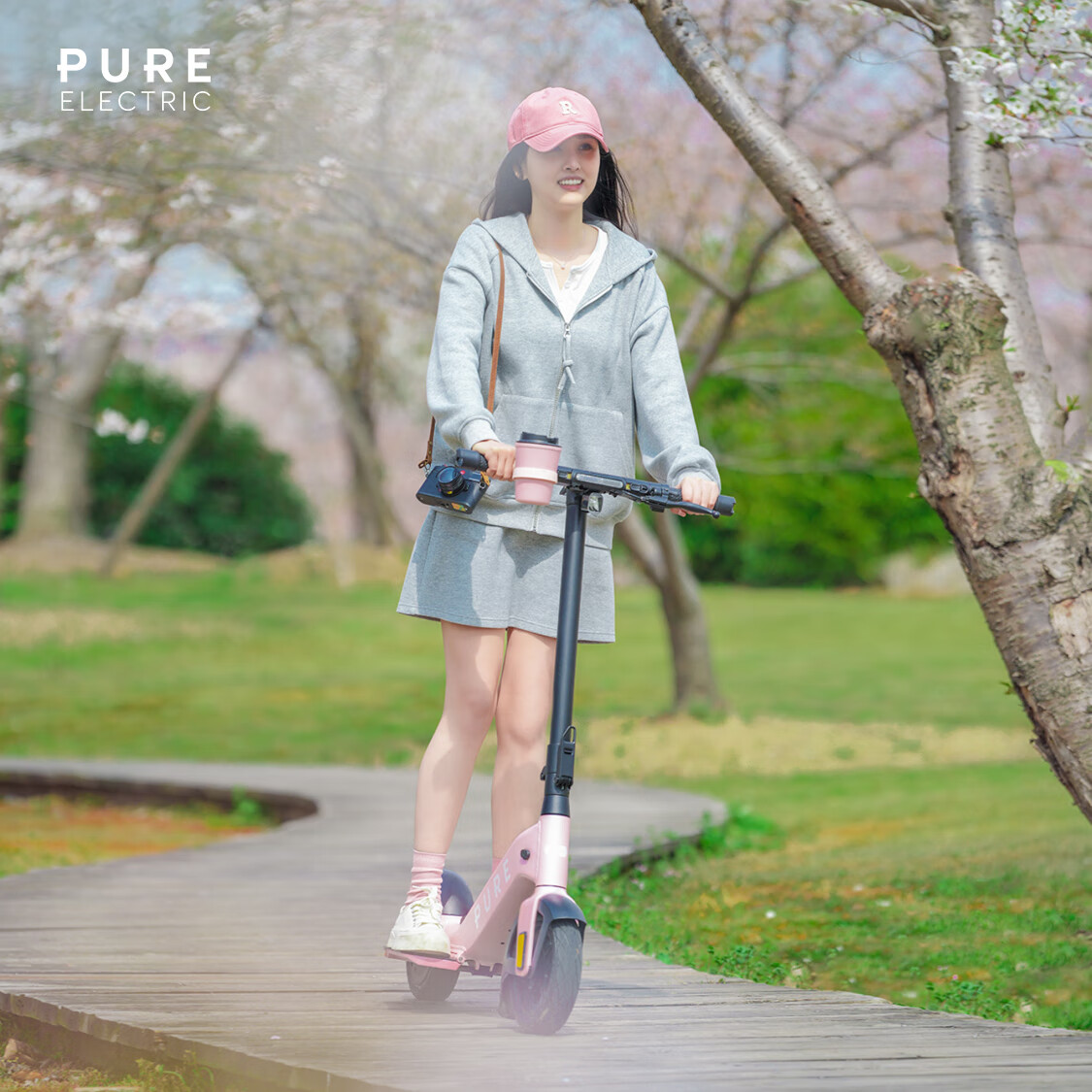 佩尚Pure Electric电动滑板车成人二轮折叠电动车小型轻便迷你代步车 Pure Advance落樱粉