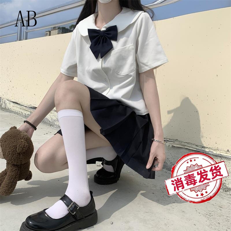 ab日系原单 日系基础款jk制服衬衫女夏薄款设计感短袖衬衣少女常规款