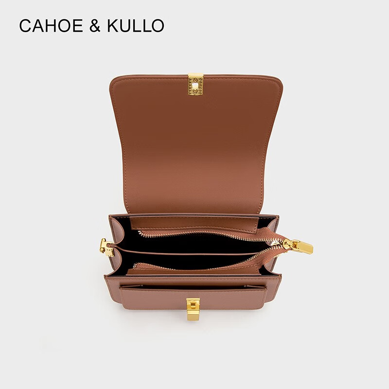 CAHOE KULLO包包女包2025新款女士斜挎包轻奢侈单肩包风琴包马鞍包新年礼物 棕色-ck女包生日礼物送女友送老婆 秋冬季实用走心高级感送闺蜜