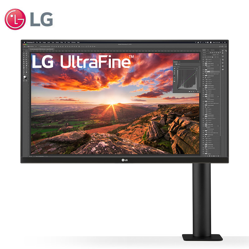 LG 27英寸 4K HDR400 Type-C反向60W充电 10.7亿色 内置音箱 Ergo人体工学支架 FreeSync 显示器 27UN880