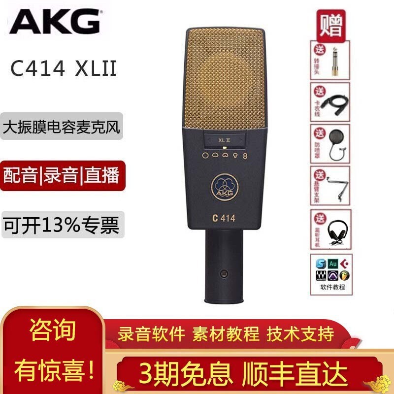 AKG 爱科技 C414 XLII 多指向电容麦克风专业录音棚话筒钢琴大合唱现场演出拾取主场独奏乐器 C414 XLII（官方标配）