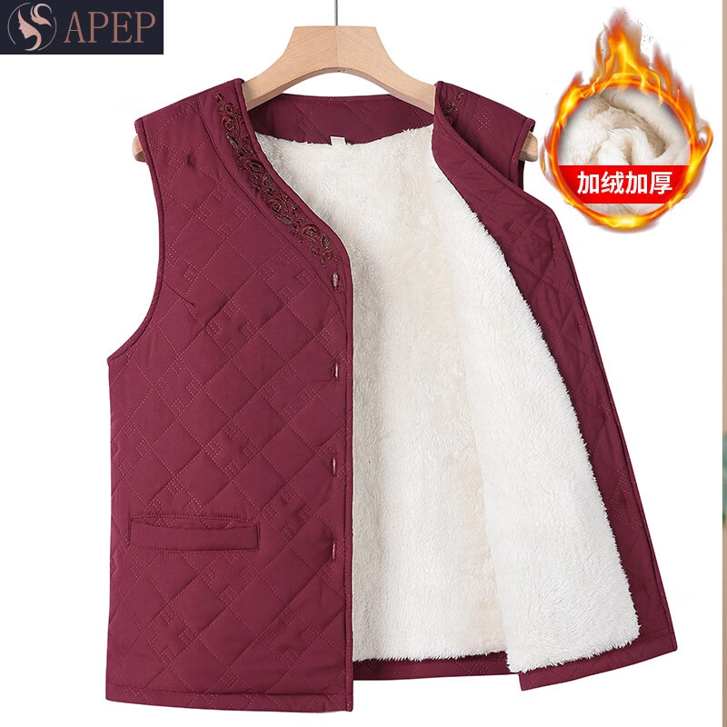 apep老年人秋装女马甲胖奶奶秋冬装加绒加厚坎肩妈妈大码保暖背心马夹