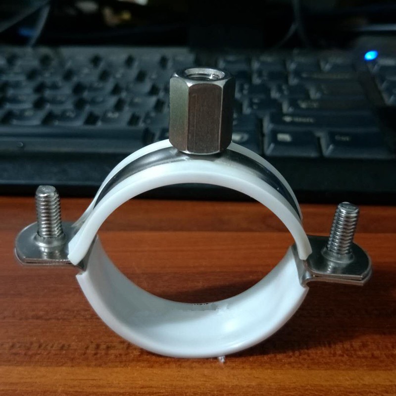 勋狸粑304不锈钢管卡金属吊卡固定ppr pvc水管 钢管夹 包胶墙卡管箍