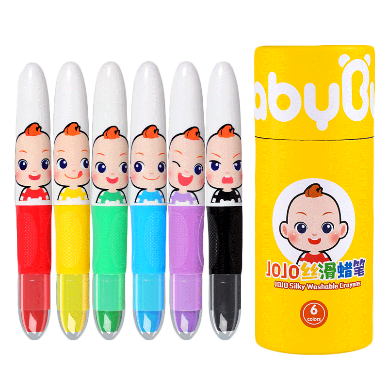 宝宝巴士超级宝贝jojo儿童安全水溶性蜡笔玩具宝宝不脏手可水洗 6色jojo丝滑蜡笔
