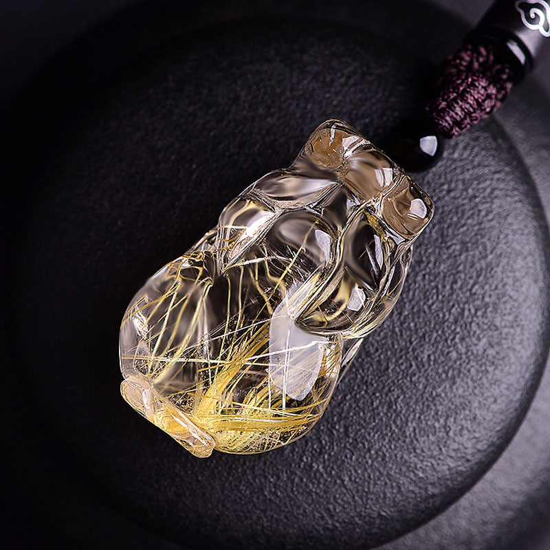 慈灵阁 金发晶钛晶貔貅吊坠男女随身挂件项链水晶情侣饰品貔恘