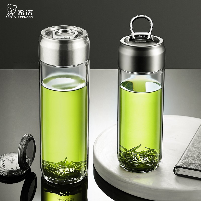 希诺(heenoor) 希诺玻璃杯单层水杯创意可乐提环高档男士户外车载杯子