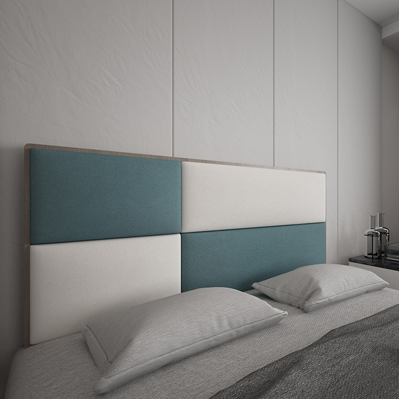 生态同款榻榻软包墙围轻奢金属条装饰现代简约床头背景墙科技布艺靠背