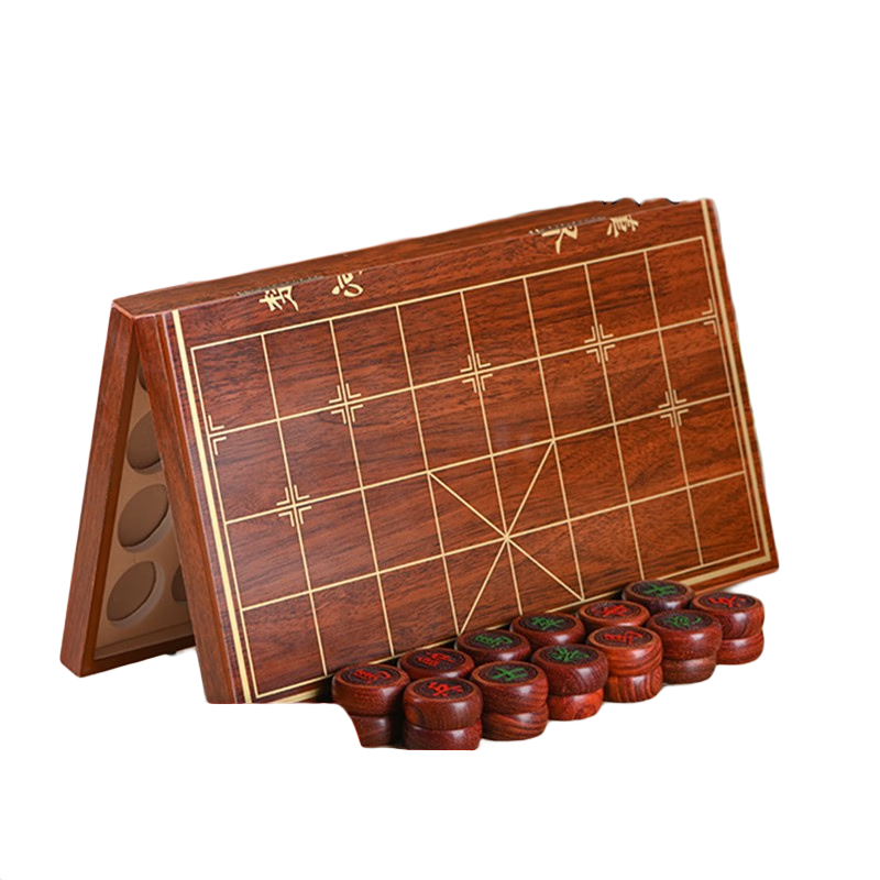 尋弈中國(guó)象棋實(shí)木帶棋盤折疊便攜棋盤小學(xué)生象棋成人大號(hào) 【手提折疊棋盒】50紅花梨