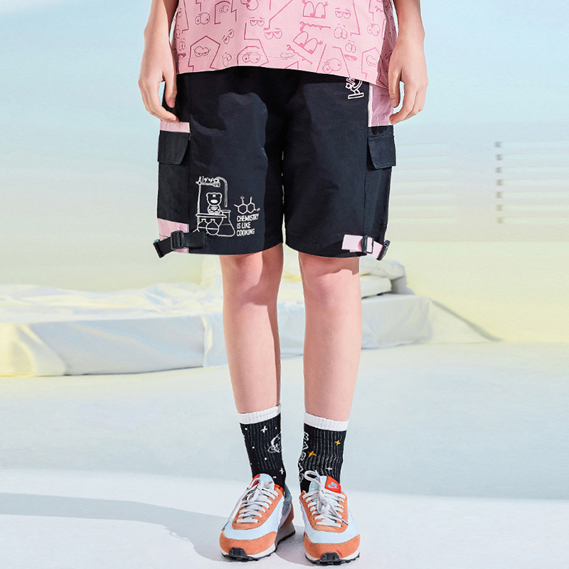 天龙致尊denon supreme 短裤男女潮牌小恶魔oversize宽松大码五分裤