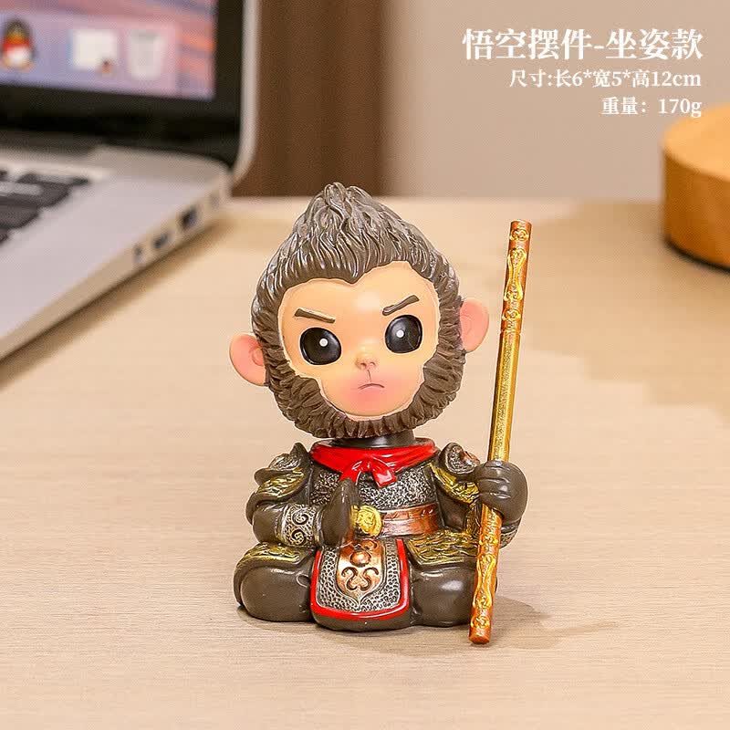 桌面小摆件齐天大圣斗战胜佛系解压不生气茶宠装饰品 悟空摆件 - 坐姿