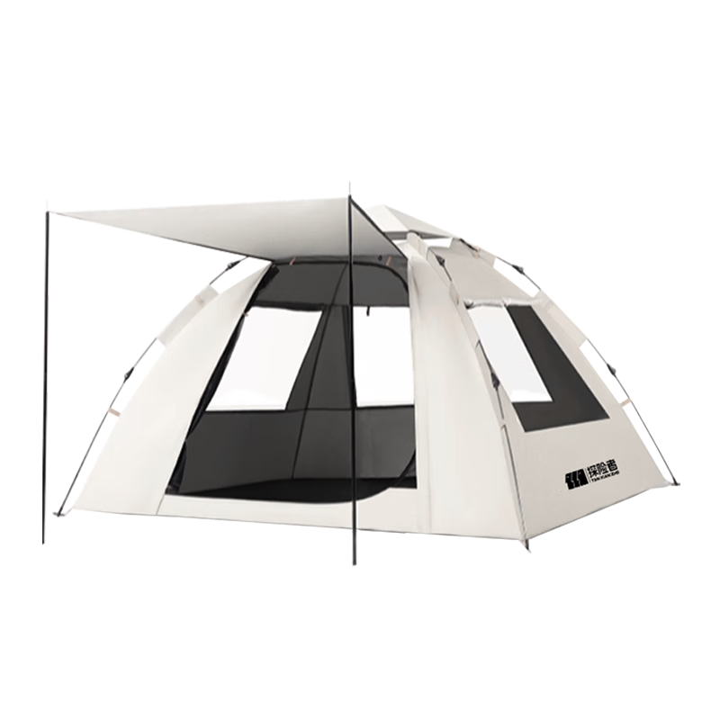 探险者 帐篷户外折叠天幕便携式加厚露营装备全套自动速开帐 3-5人银胶帐篷+防潮垫