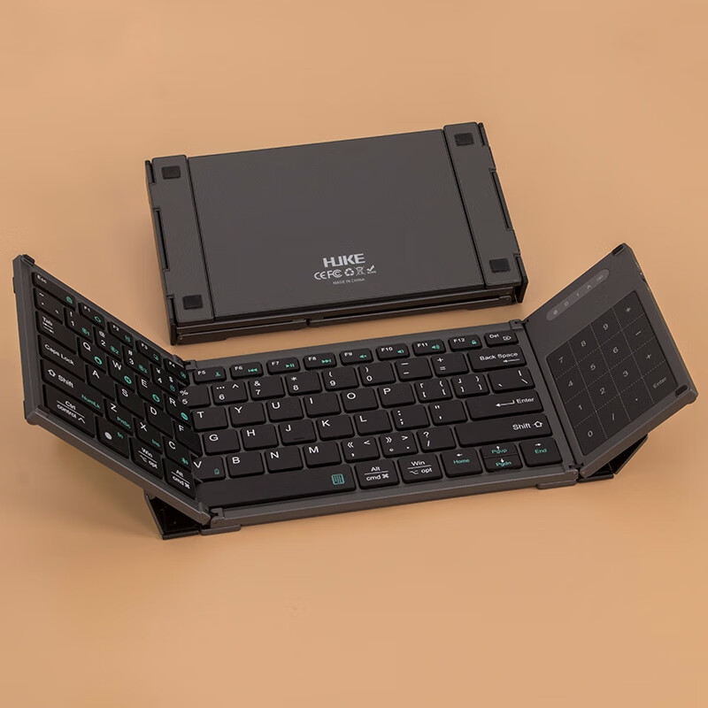 虎克 HK666max 三蓝牙+2.4G接收器四模混动键盘 数字键+触控板一体无线办公手机平板笔记本 深空灰-单键盘