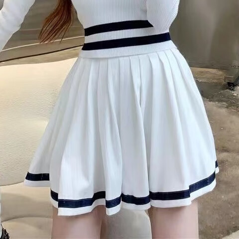 大学生套装女学院风甜妹穿搭套装裙女2023春季新款纯欲风条纹 单裙子