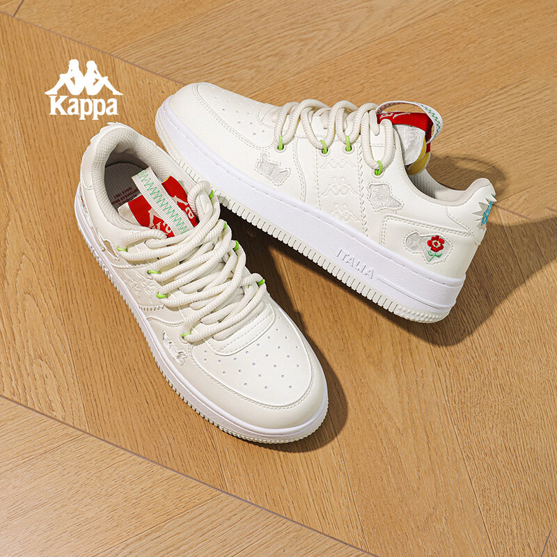 Kappa卡帕女鞋低帮板鞋子女2026新款厚底小白鞋女透气休闲运动鞋 水绿色 38