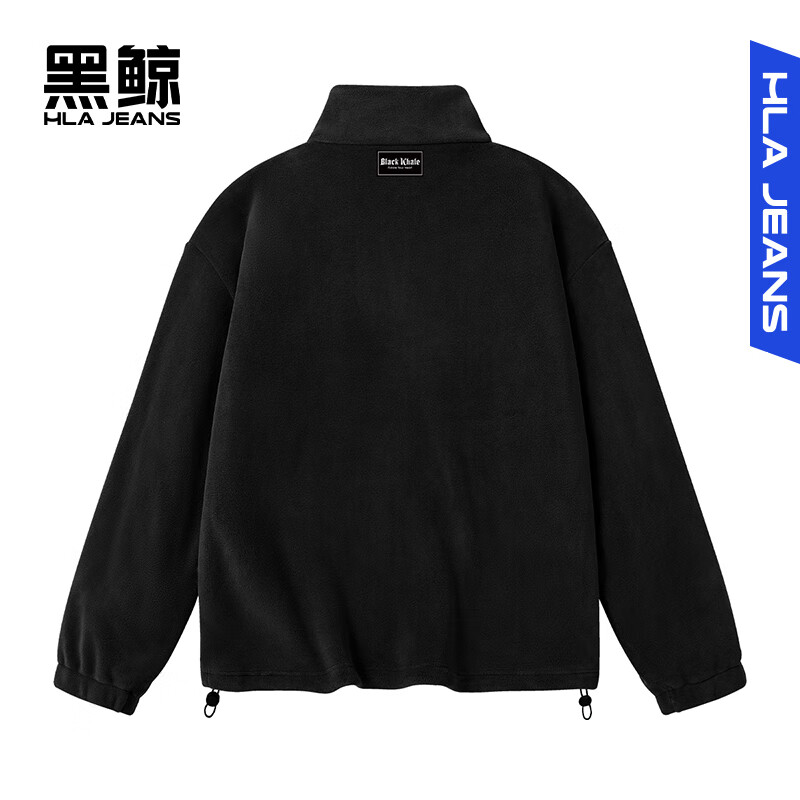 黑鲸海澜之家旗下潮牌夹克男秋冬新款加厚摇粒绒立领开衫男士保暖外套