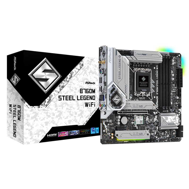 ASRock 华擎 B760M Steel Legend WiFi 钢铁传奇 D5主板 支持 CPU 13700/13600F（Intel B760/LGA 1700）