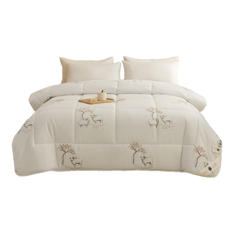 遠(yuǎn)夢(mèng)進(jìn)口純羊毛被子加厚冬被芯保暖春秋被單雙人學(xué)生四季棉被 優(yōu)雅白羊毛被-進(jìn)口羊毛填充 220x240cm【10斤】