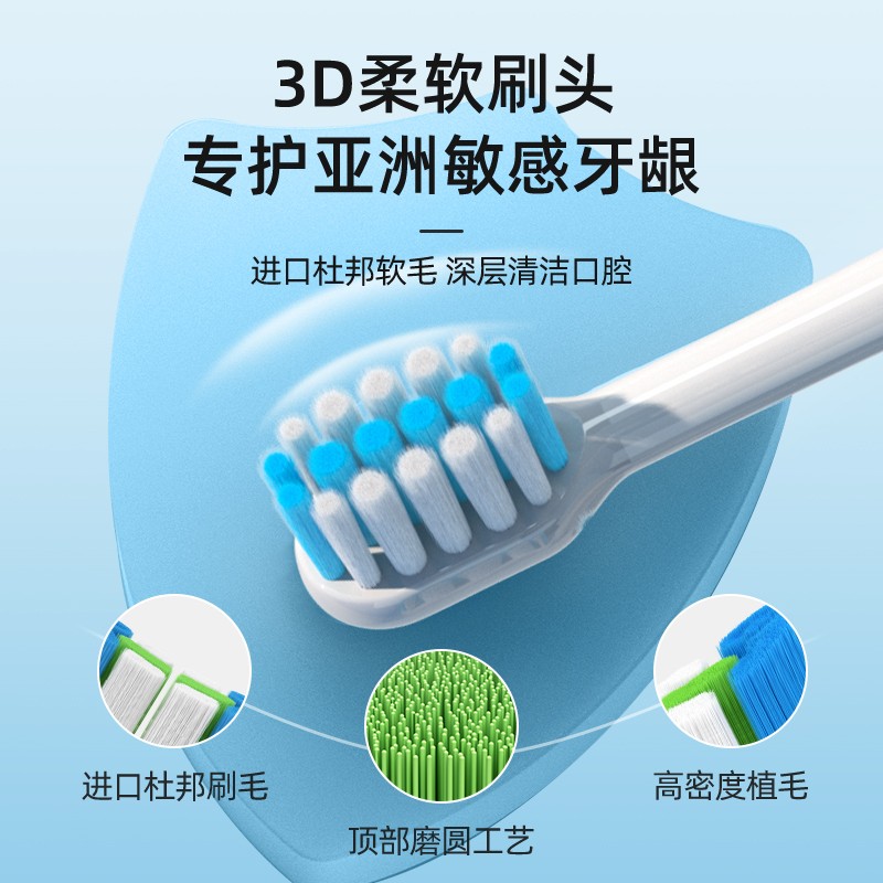 罗曼（ROAMAN）电动牙刷头 净白洁净迷你刷头4支装 适配V5/T3/T10/T10S/T20 SN01白色