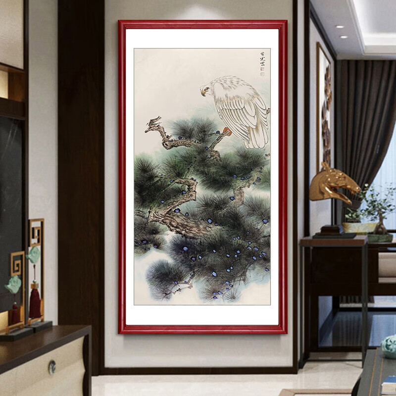 画名家田世光中式客厅装饰画走廊楼梯尽头酒店壁画 01款-《白鹰图》
