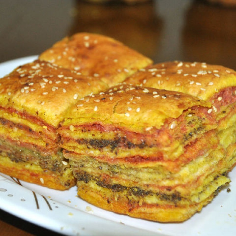 甘肃特产金昌特色五彩千层酥烤饼面点馍馍点心零食小吃传统美食 8块