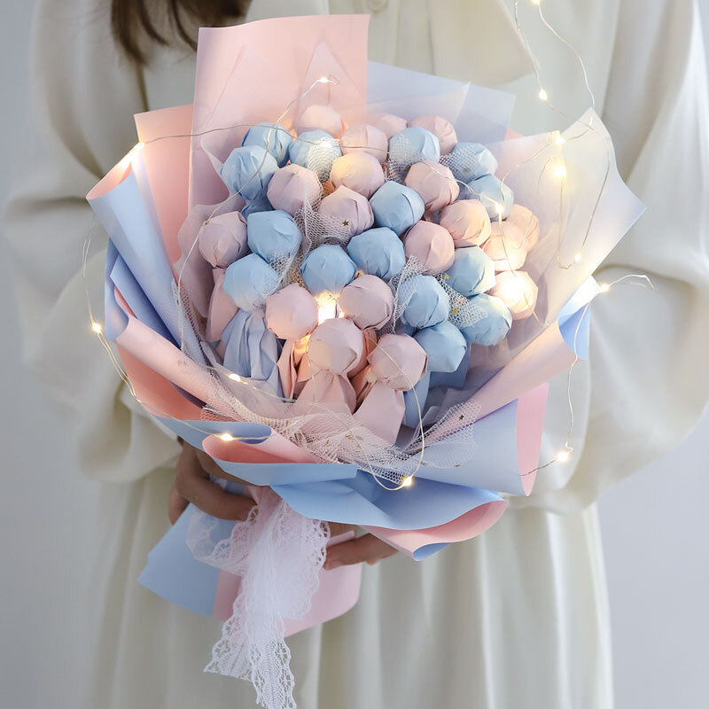 维霆棒棒糖花束生日礼物女生闺蜜创意糖果手捧花包糖纸成品混搭 甜心