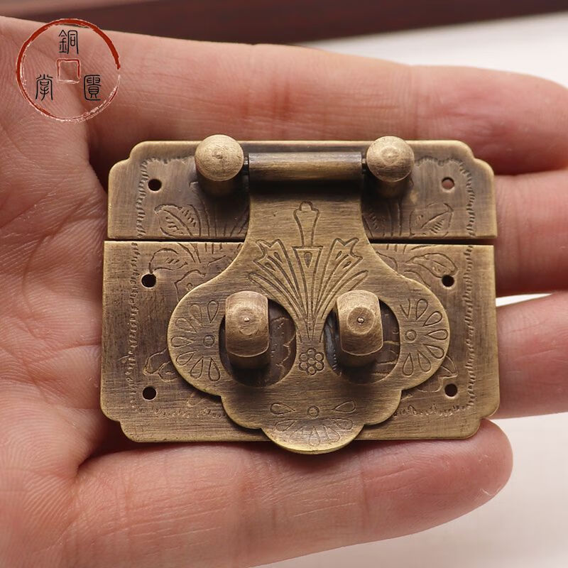 oloey仿古樟木箱子铜配件老式古铜对鼻锁扣箱扣搭扣固定锁鼻子中式