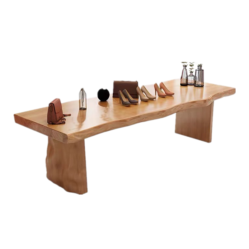 莲花雨新中式原木桌子电脑桌店铺流水台展示桌实木泡茶桌摆放中岛桌