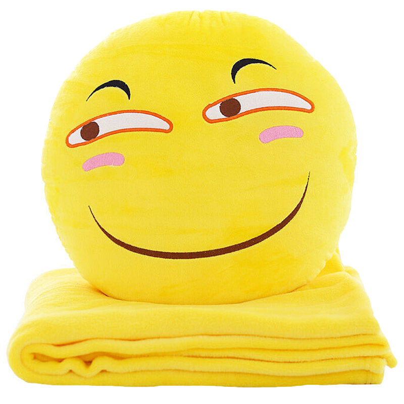 动漫抱枕周边毛绒玩具恶搞笑公仔靠枕靠垫 滑稽表情三合一(内含毯子1