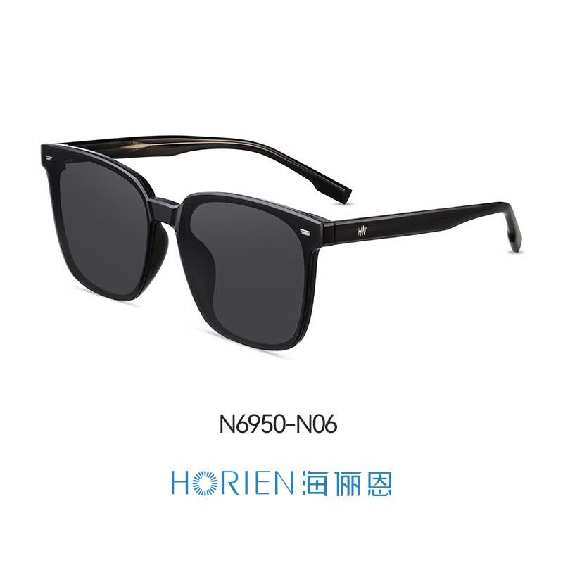 海俪恩（HORIEN）GM墨镜男韩版时尚太阳眼镜女紫外线方框大脸显瘦开车防晒6950 N06-深灰色(百搭大框，男女通用)