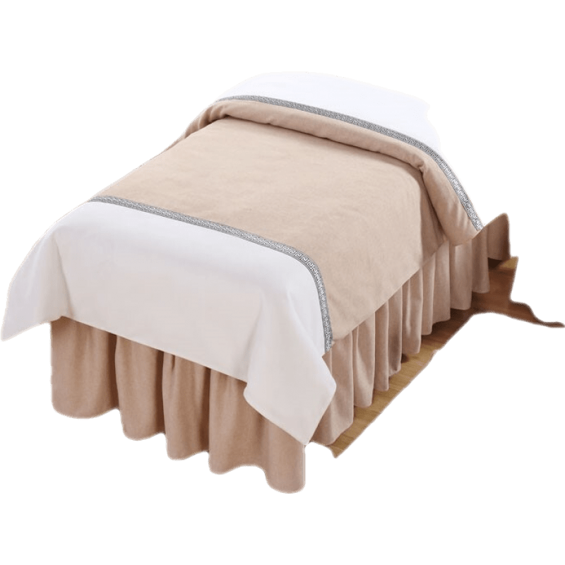 棉麻美容床四件套美容床罩四季通用美容床品床罩熏蒸床套含被芯儿 卡其色格调棉麻四件套含被芯70*1 官方标配