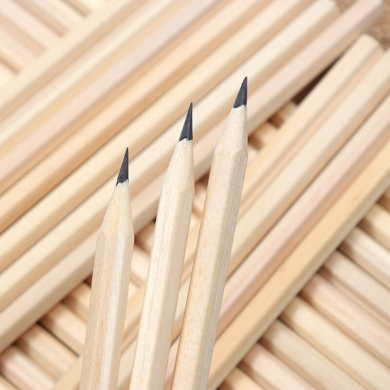 六角杆原木铅笔安全不断芯儿童铅笔学生写字素描白杆铅笔 1支原木铅笔