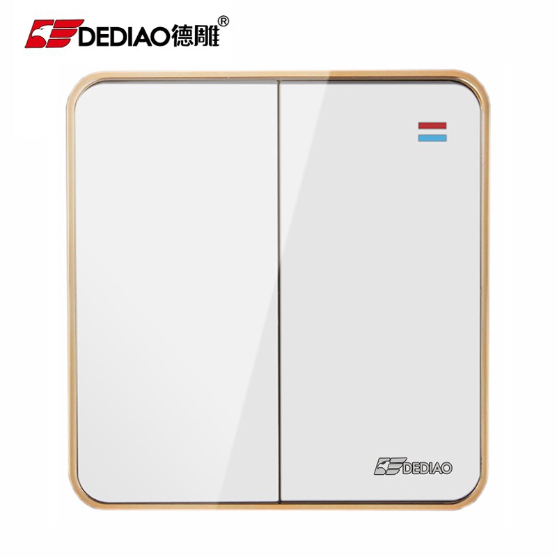 德雕国际电工开关插座面板 墙壁电源暗装镶边白金边白电视插座有线