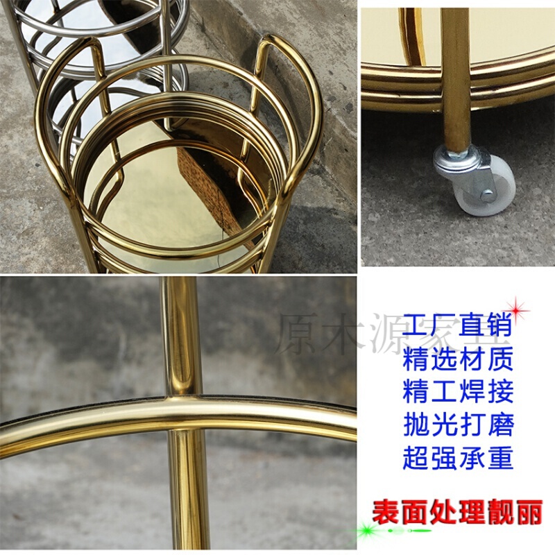 天鸣 移动餐车双服务车不锈钢酒水车小推车点心车酒吧4S店茶水车饮料车 椭圆不锈钢原色 官方标配