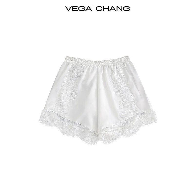 VEGA CHANG蕾丝花边高腰平腿裤2026年新款舒适提臀防走光短裤女安全裤打底裤 白色