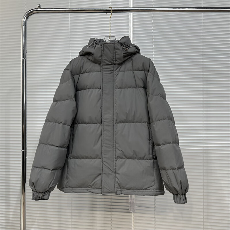 岚束亮中戏羽绒服男女短款新款学院加厚连帽情侣宽松面包服潮 深灰色