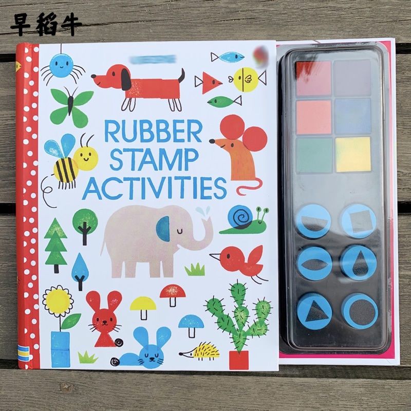 涂鸦儿童手指画印章画游戏书可水洗印泥绘画工具颜料玩具 印章画-大象
